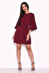 Plum Tie Waist Flared Mini Dress