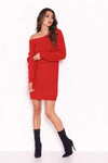 Red Boatneck Longline Jumper