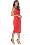 Red Crochet High Neck Midi Dress