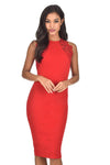 Red Lace Panel Midi Dress