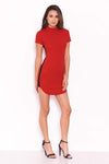 Red Mini Dress With Sporty Stripe Detail