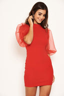 Red Puff Sleeve Bodycon Dress – AX Paris