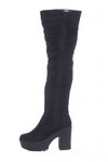 Elastic Detail Knee High Boots