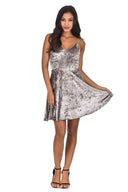 Silver Velvet Skater Dress