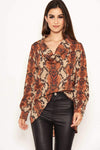 Snake Print Cowl Neck Top