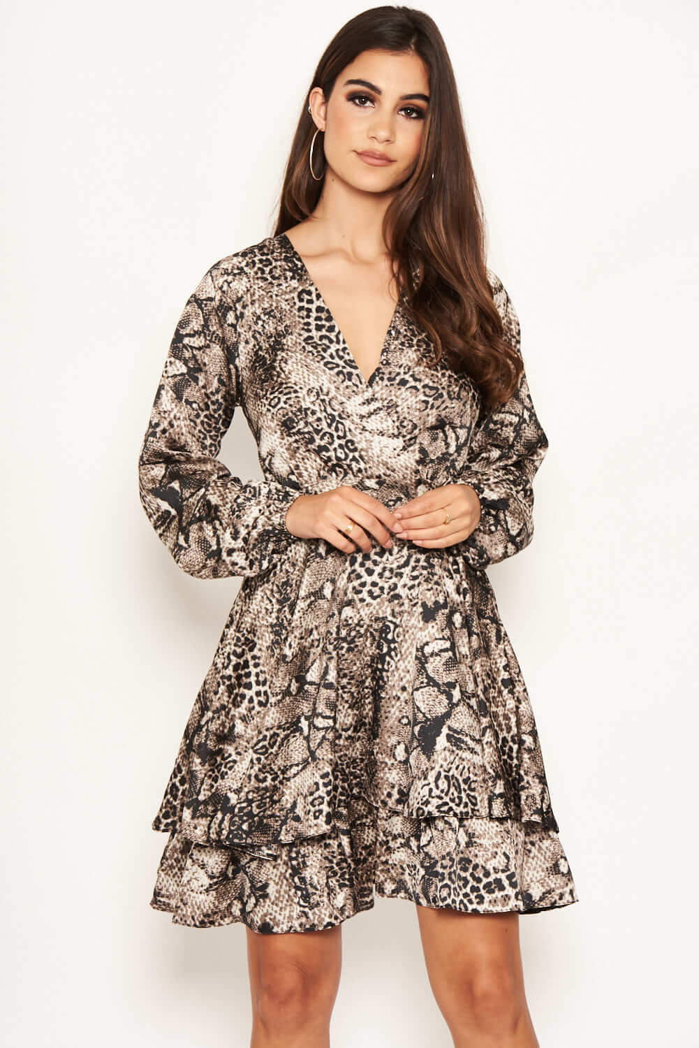 Snake print wrap dress online