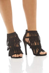 Multi Tassel Faux Suede Heels