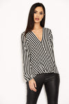 Striped Wrap Front Top