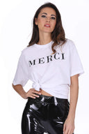 White Merci Slogan T-Shirt