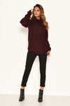 Wine Roll Neck Knit Jumper