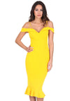 Yellow Off The Shoulder Strappy Fishtail Dress