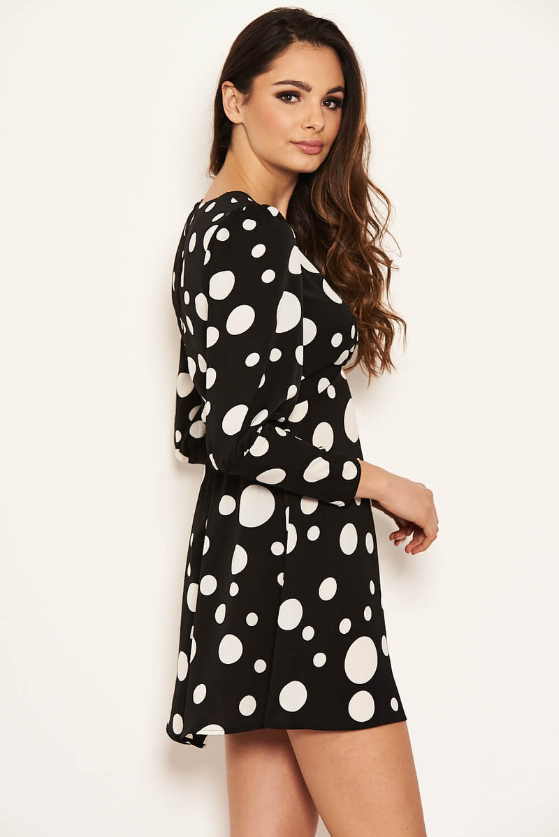 Black Polka Dot Long Sleeve Dress – AX Paris