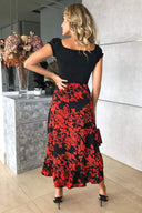 Black And Red Floral 2 in 1 Dress