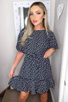 Black Spot Print Day Dress