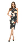 Floral Cross Front Midi Dress