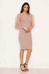 Mushroom Puff Sleeve Midi Dress