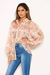 Pink Floral Sheer Shirt