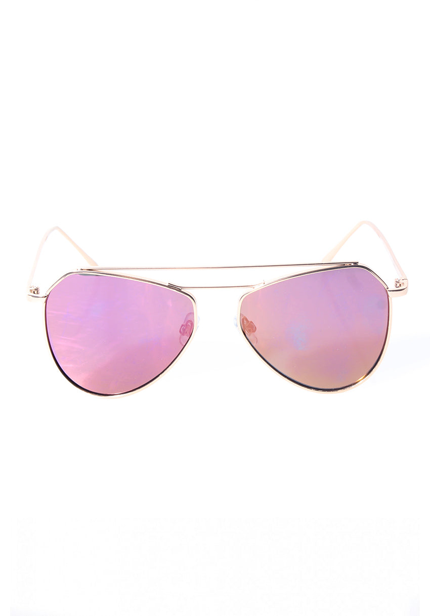 Pink mirrored aviators best sale