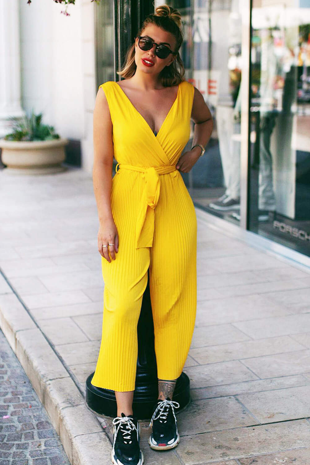 Yellow store culotte jumpsuit